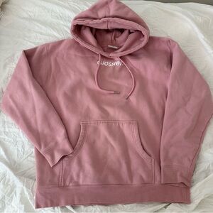 glossier pink hoodie